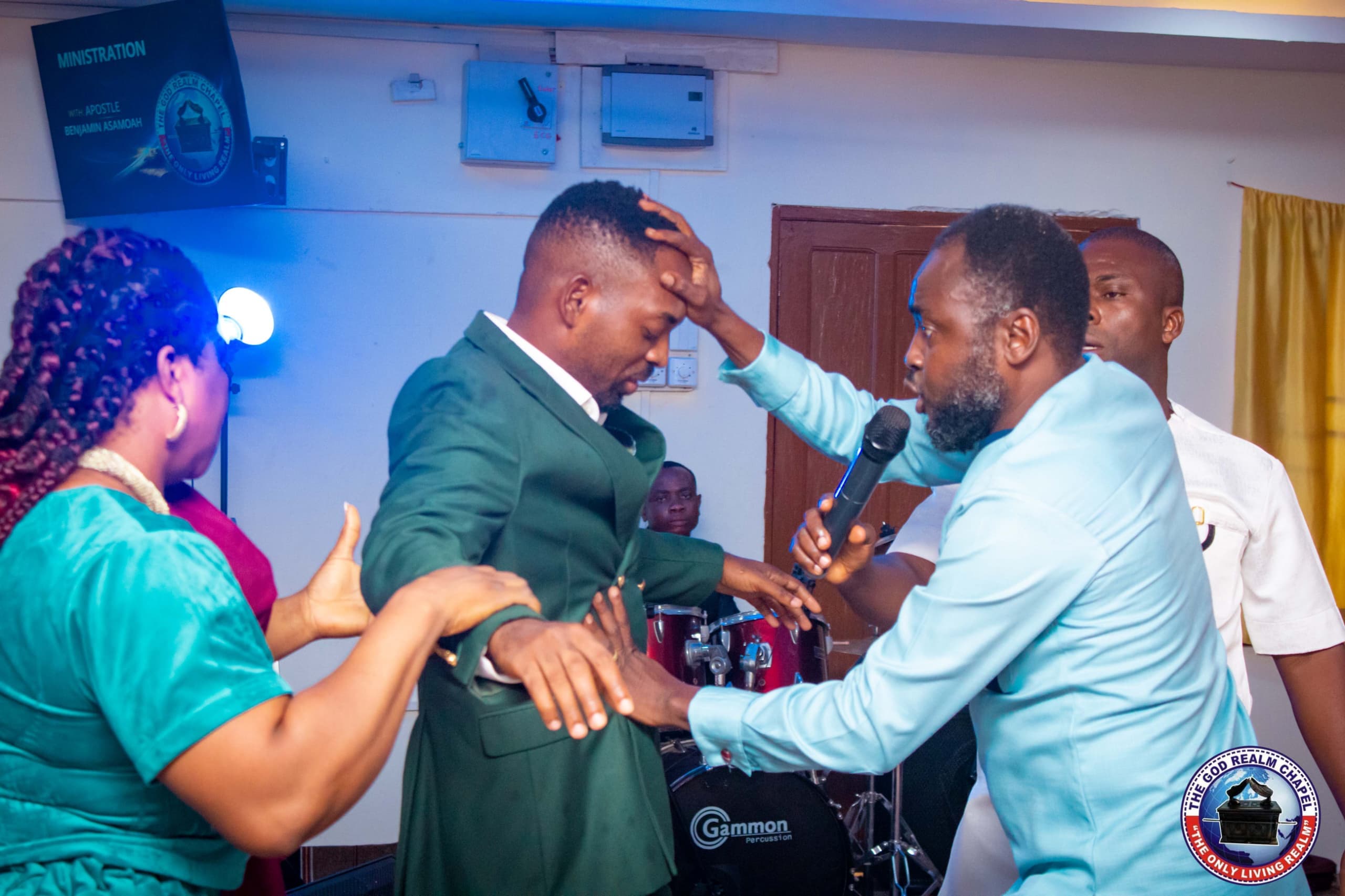 Apostle Benjamin Asamoah ministering during a service